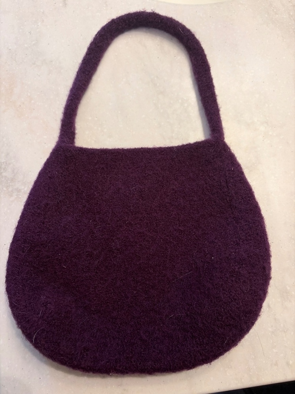 Hand felted 100% wool knitted bag